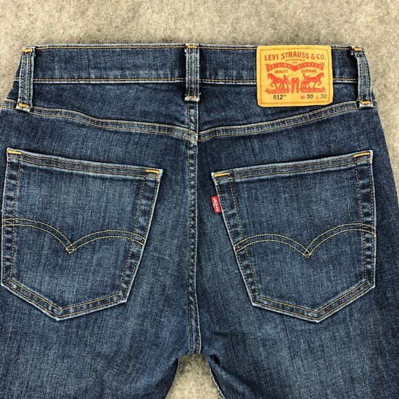Levis 512 Jeans Mens 30x30 (30x28)* Blue Slim Tapered Medium Wash Cotton Stretch - Picture 4 of 12